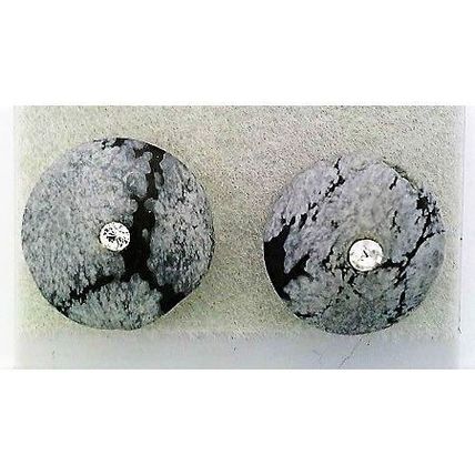 Snowflake Obsidian Crystal 10mm Gemstone Stud Earrings
