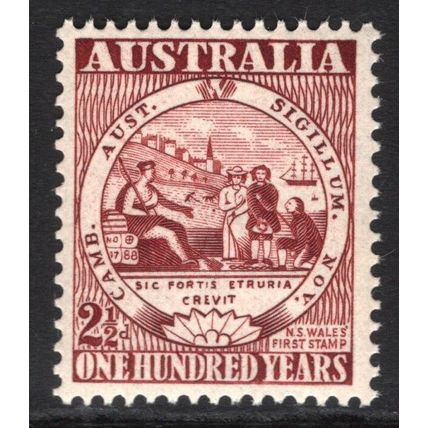 AUSTRALIA 1950: CENTENARY NEW SOUTH WALES FIRST POSTAGE STAMP - 2½d MNH (G4)