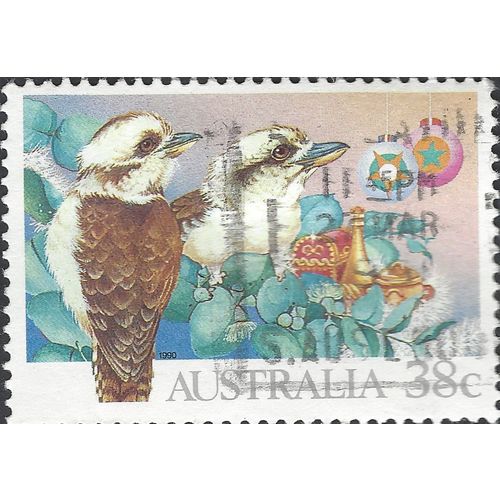AUSTRALIA, BIRD, Kookaburra, Dacelo novaeguineae, green 1990, 38c, #3