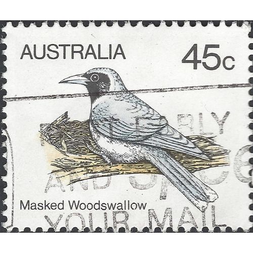 AUSTRALIA, BIRD, Masked Woodswallow, white 1980, 45c, #3