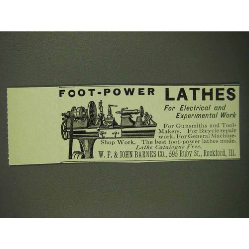 1908 W.F. & John Barnes Lathes Ad - Foot-Power