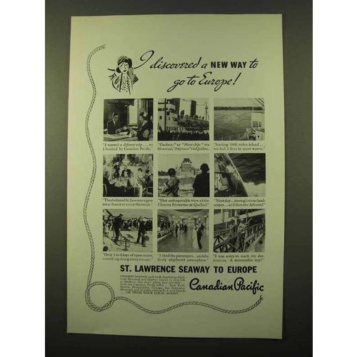 1934 Canadian Pacific Cruise Ad - New Way To Europe