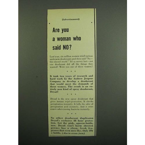 1950 Dryad Deodorant Ad - Woman Who Said No?