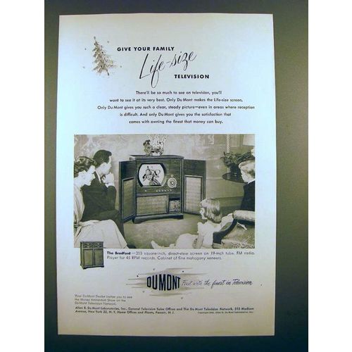 1950 Du Mont Bradford Television Ad - Give Your Family Life-Size