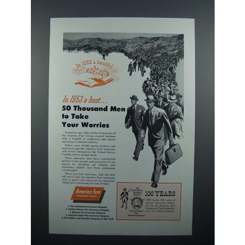 1953 America Fore Insurance Ad - 50 Thousand Men