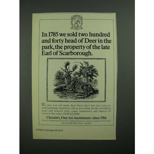 1977 Christie's Auctioneers Ad - We Sold Two Hundered and Forty Head of Deer