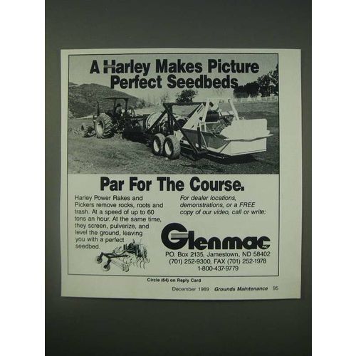 1989 Glenmac Harley Power Rakes and Pickers Ad - A Harley makes picture perfect