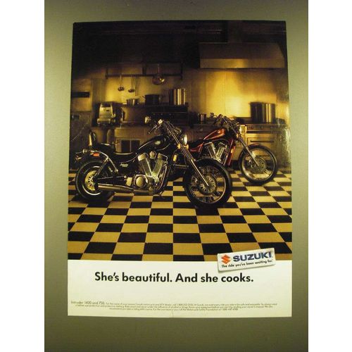1990 Suzuki Intruder 1400 and 750 Motorcycles Ad - She's beautiful.