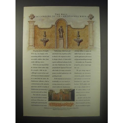 1990 Haddonstone Ad - Cast Decorative Stonework, GardenOrnaments and Statuary