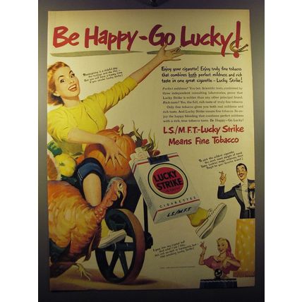 1950 Lucky Strike Cigarettes Ad - Be Happy - go Lucky