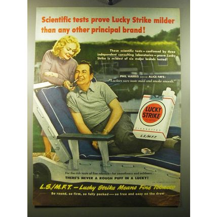 1950 Lucky Strike Cigarettes Ad - Phil Harris and Alice Faye
