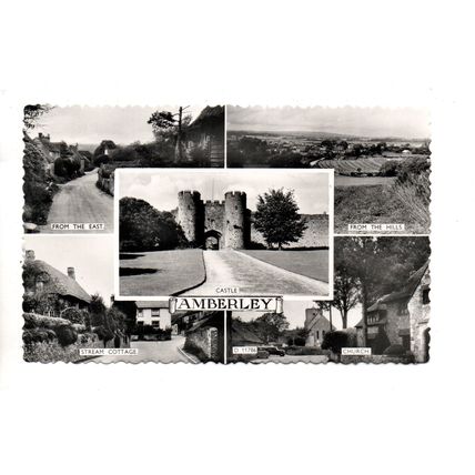 SUPERB REAL PHOTOGRAPHIC MULTI-VIEW POSTCARD OF AMBERLEY HORSHAM SUSSEX (1404)