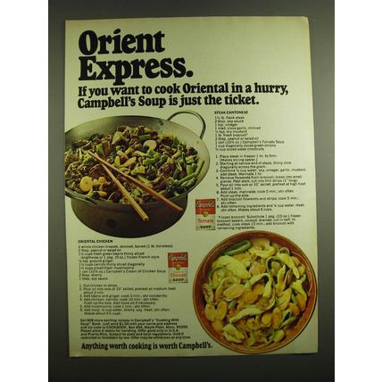 1972 Campbell's Soup Advertisement - Steak Cantonese & Oriental Chicken Recipes