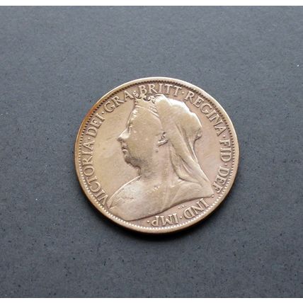 1898 Queen Victoria Great Britain Bronze One Penny Veiled Head