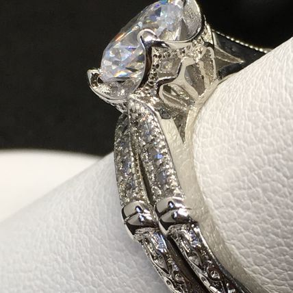 Ring Set Wedding Engagement Moissanite Sterling Silver #211 USA Seller