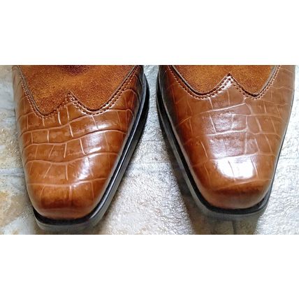 Women's Sandler of Boston Brown Shoes 10M Croc Leather & Suede 3" Heel Shootie