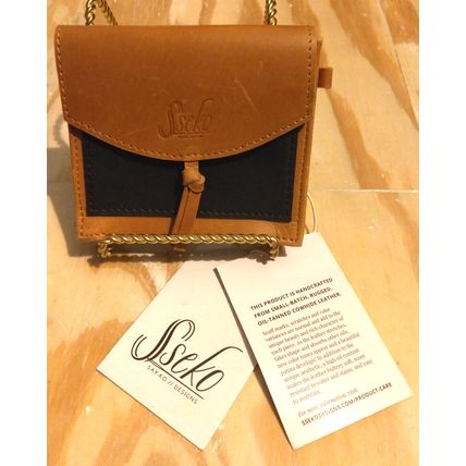 Sseko Snap Wallet Small Leather in Caramel & Black Oil Tanned Cowhide India NWT