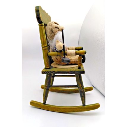 Grandpa Holding Pipe in Oversize Rocking Chair Whimsical Farmhouse Style Decor
