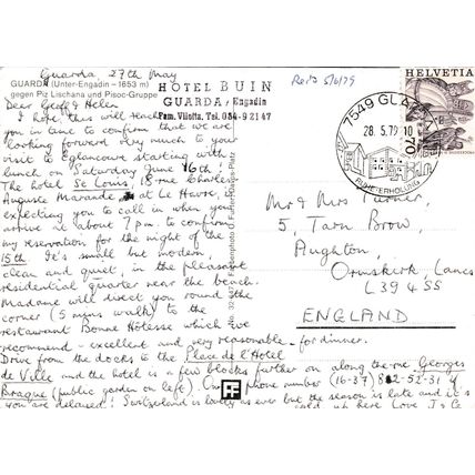 Piz Lischana Switzerland Postcard posted 1979 creased