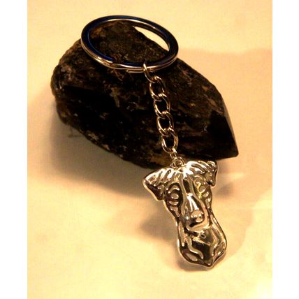 JACK RUSSELL TERRIER DOG KEY RING WITH KEY CHAIN & VELVET GIFT BAG