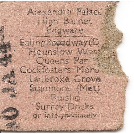 London Transport Edmondson Ticket - Victoria to Any Station on Back of Ticket