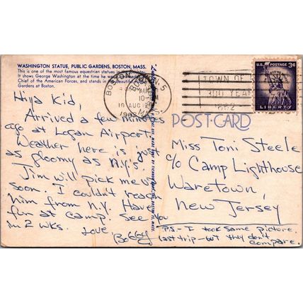 ZAYIX Postcard Washington Statue Public Gardens Boston Massachusetts 083022PC75