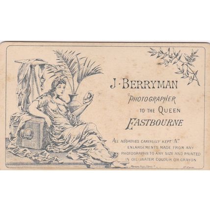 VICT. CDV PHOTO - LADY-HAIRSTYLE BY J. BERRYMAN, EASTBOURNE.PICTURE BACK