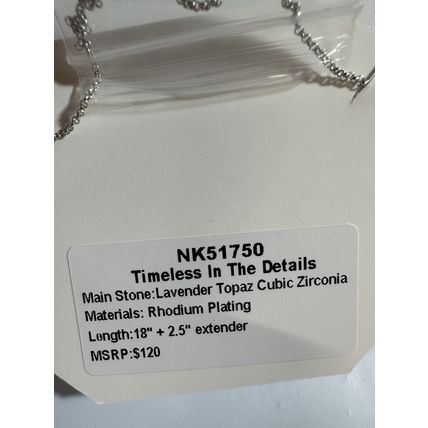 NIB Bomb Party Necklace NK51750 Timeless In Details Lav Topaz CZ 18" Rhodium P
