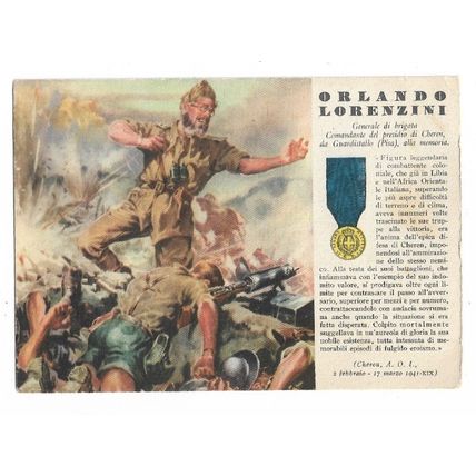 Orlando Lorenzini, Brigadier General Of The Cheren Garrison, Postcard.