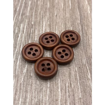 13mm Brown Wooden Buttons Sewing Knitting Cardigan 4 Hole Rim Edge Flat Back