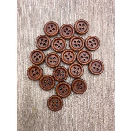 13mm Brown Wooden Buttons Sewing Knitting Cardigan 4 Hole Rim Edge Flat Back