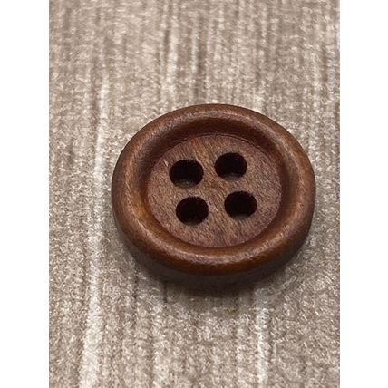 13mm Brown Wooden Buttons Sewing Knitting Cardigan 4 Hole Rim Edge Flat Back