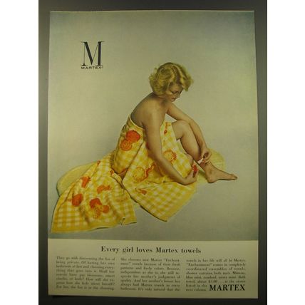 1961 Martex Enchantment Towels Advertisement - Every girl loves Martex towels