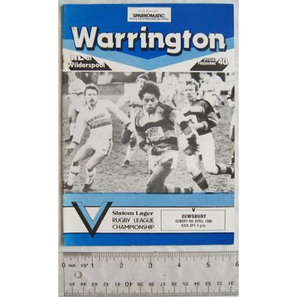 1986 programme Warrington v. Dewsbury
