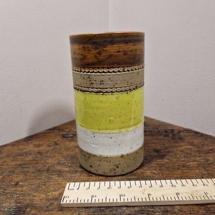 Vintage 1970s Denby Yellow Potters Wheel Vase