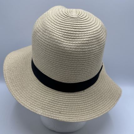 Bebe Straw Hat New w/Tags Beige Black Band Fedora Style Chic