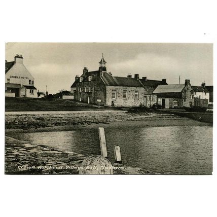 Postcard UK Scotland Moray Findhorn Crown Hotel & village hall posted 1969