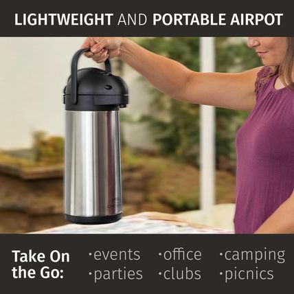 Coffee Carafe with Pump - 102Oz / 3L Airpot 12 Hours Large Carafe Hot Cocoa Disp