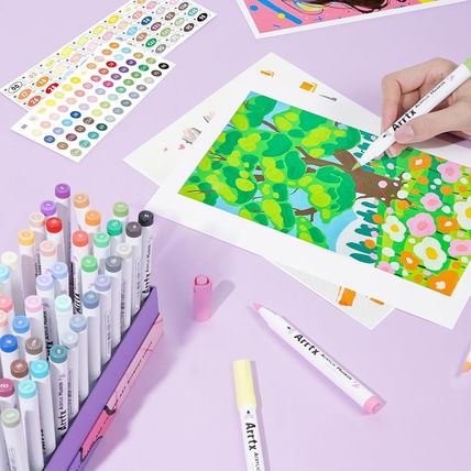 Arrtx Acrylic Paint Markers 60B,Brush Tip Acrylic Markers for Rock Painting,Glas