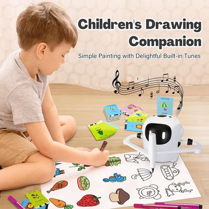 Drawing Robot for Kids with 150 Cards, Voice Interactive Educational Drawing Mac