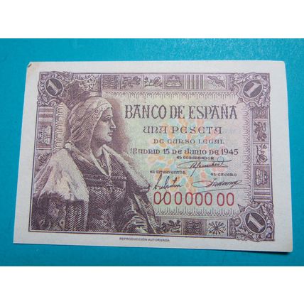 Espana Spain 1945 1 Peseta Banknote Reproduction - 17