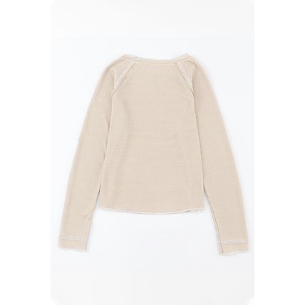Apricot Textured Round Neck Long Sleeve Top