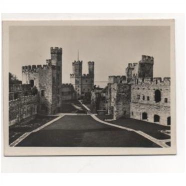 Caernarvon Castle from Queen Eleanor's gateway Wales.Vintage real photo snapshot