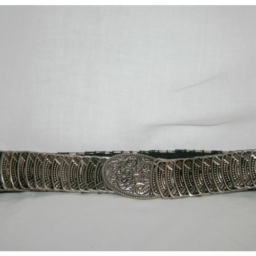 Vintage 1970 1980 Silver Metal Corcertina Belt One Size Mens Womens