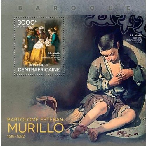 CENTRAL AFRICA 2014 SHEET MNH MURILLO ART PAINTINGS ARTE PINTURAS 3A