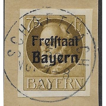 GER (BAVARIA) 1919 75pf KING LUDWIG III' (FREISTAAT)(IMPERFED) USED(EBID65-505)