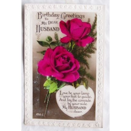 1935 Greetings postcard - Birthday Greetings Husband