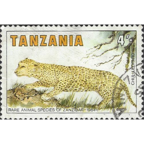 TANZANIA, CAT, Leopard, Panthera pardus, yellow 1985, 4/-, #3