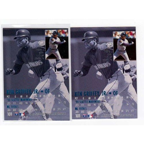 TWO 1995 Fleer Ultra Ken Griffey, Jr. cards #101- regular and rare artist proof
