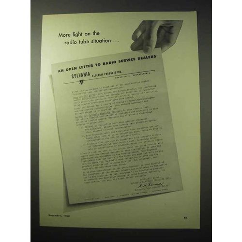 1950 Syvania Electric Ad - More Light on Radio Tube